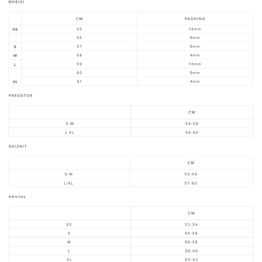 Size guide 15